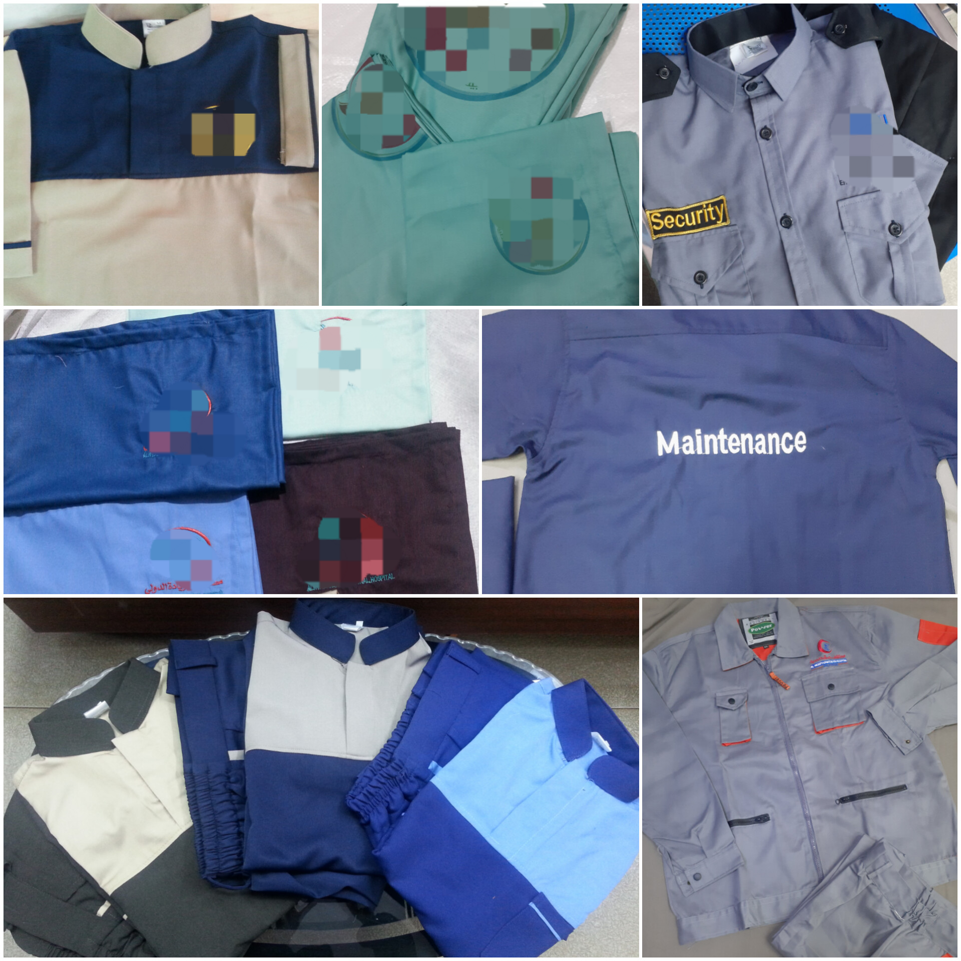 workers uniforms & hospital furniture covers